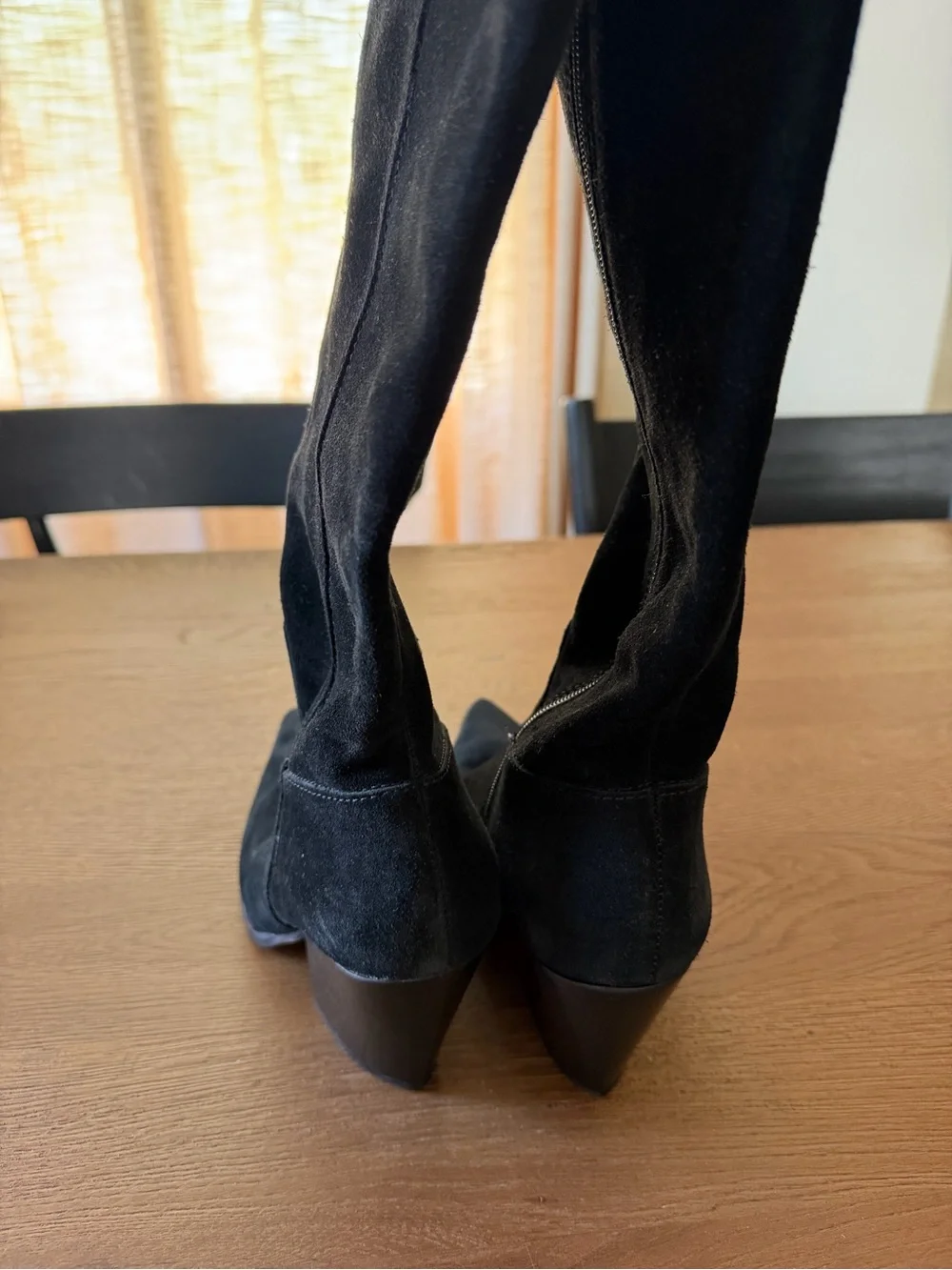 Vince Camuto Black Suede Knee High Boots Pointed Toe Block Heel Size 8 NWOT